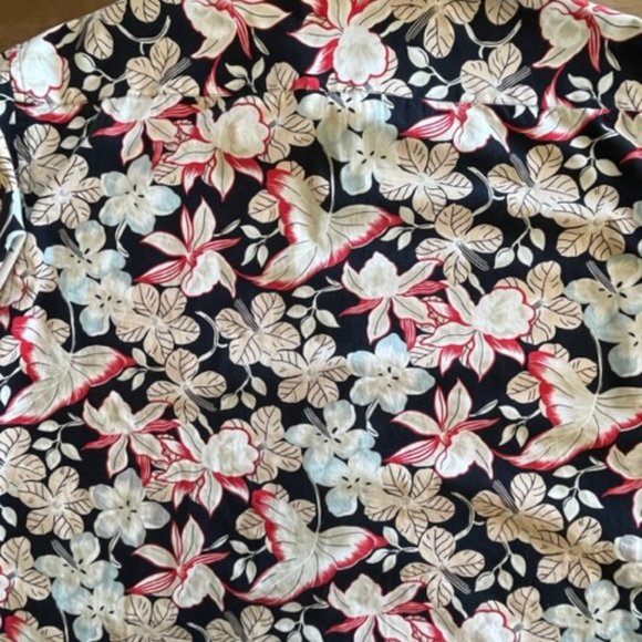 Vintage Campia Moda Mens Hawaiian Floral Shirt S/S Size XLarge Black Tan Cotton - Picture 7 of 7